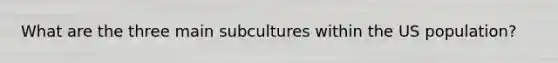 What are the three main subcultures within the US population?