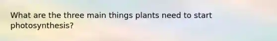 What are the three main things plants need to start photosynthesis?