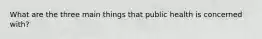 What are the three main things that public health is concerned with?