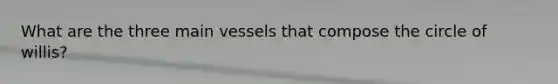 What are the three main vessels that compose the circle of willis?