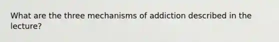 What are the three mechanisms of addiction described in the lecture?