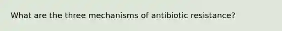 What are the three mechanisms of antibiotic resistance?