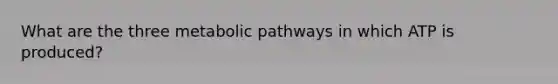 What are the three metabolic pathways in which ATP is produced?