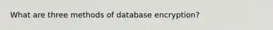 What are three methods of database encryption?