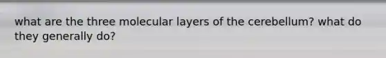 what are the three molecular layers of the cerebellum? what do they generally do?