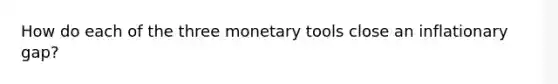 How do each of the three monetary tools close an inflationary gap?