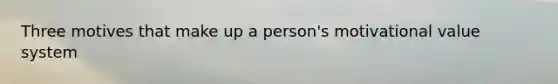 Three motives that make up a person's motivational value system