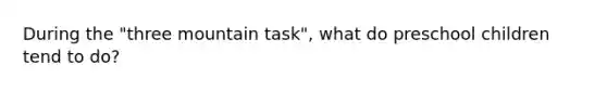 During the "three mountain task", what do preschool children tend to do?