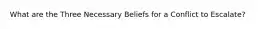 What are the Three Necessary Beliefs for a Conflict to Escalate?