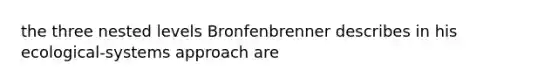 the three nested levels Bronfenbrenner describes in his ecological-systems approach are