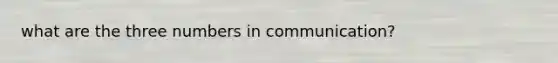 what are the three numbers in communication?