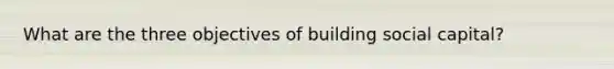 What are the three objectives of building social capital?