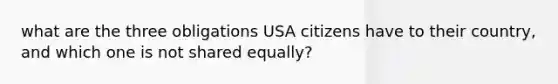 what are the three obligations USA citizens have to their country, and which one is not shared equally?