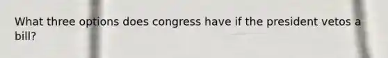 What three options does congress have if the president vetos a bill?