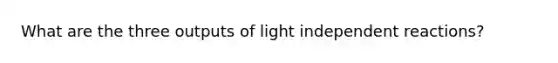 What are the three outputs of light independent reactions?