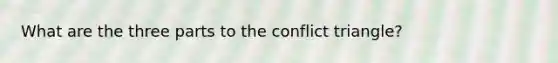 What are the three parts to the conflict triangle?