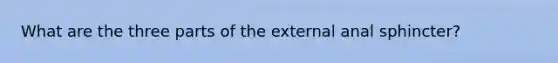 What are the three parts of the external anal sphincter?