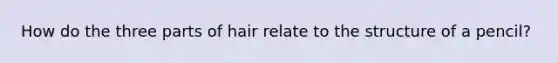 How do the three parts of hair relate to the structure of a pencil?