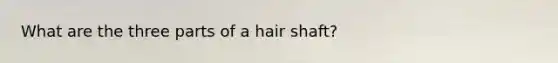 What are the three parts of a <a href='https://www.questionai.com/knowledge/kIkEYTGotV-hair-shaft' class='anchor-knowledge'>hair shaft</a>?