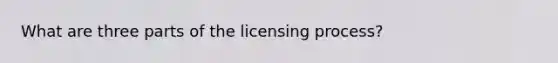 What are three parts of the licensing process?