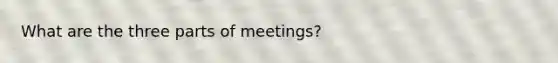 What are the three parts of meetings?