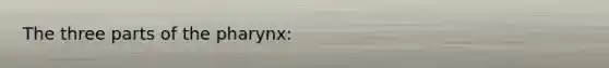 The three parts of the pharynx: