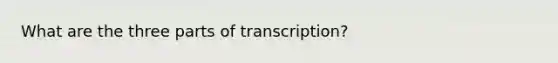 What are the three parts of transcription?