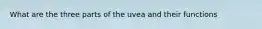 What are the three parts of the uvea and their functions