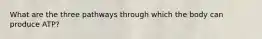 What are the three pathways through which the body can produce ATP?