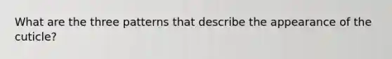 What are the three patterns that describe the appearance of the cuticle?