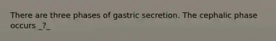 There are three phases of gastric secretion. The cephalic phase occurs _?_