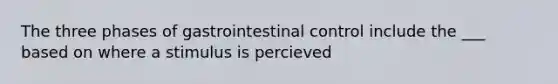 The three phases of gastrointestinal control include the ___ based on where a stimulus is percieved