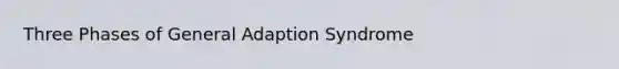 Three Phases of General Adaption Syndrome