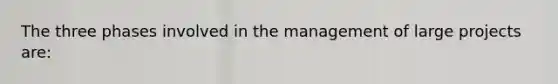 The three phases involved in the management of large projects are: