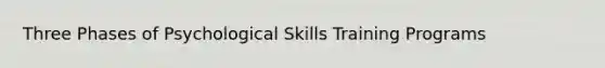 Three Phases of Psychological Skills Training Programs