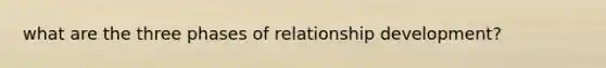 what are the three phases of relationship development?