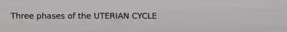 Three phases of the UTERIAN CYCLE