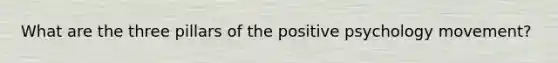 What are the three pillars of the positive psychology movement?