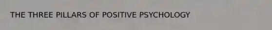 THE THREE PILLARS OF POSITIVE PSYCHOLOGY