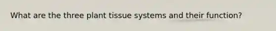 What are the three plant tissue systems and their function?