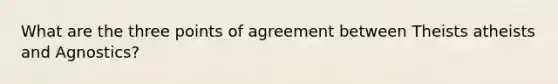 What are the three points of agreement between Theists atheists and Agnostics?