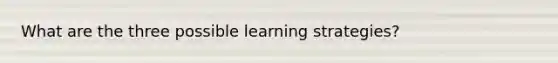 What are the three possible learning strategies?