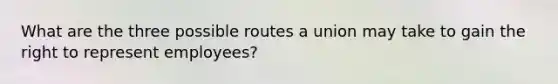 What are the three possible routes a union may take to gain the right to represent employees?