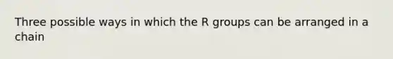 Three possible ways in which the R groups can be arranged in a chain