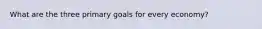 What are the three primary goals for every economy?