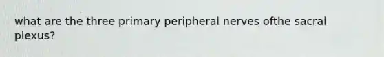 what are the three primary peripheral nerves ofthe sacral plexus?