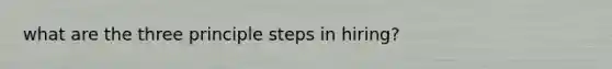 what are the three principle steps in hiring?