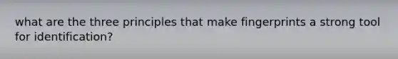 what are the three principles that make fingerprints a strong tool for identification?