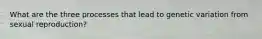 What are the three processes that lead to genetic variation from sexual reproduction?