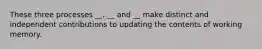 These three processes __, __ and __ make distinct and independent contributions to updating the contents of working memory.